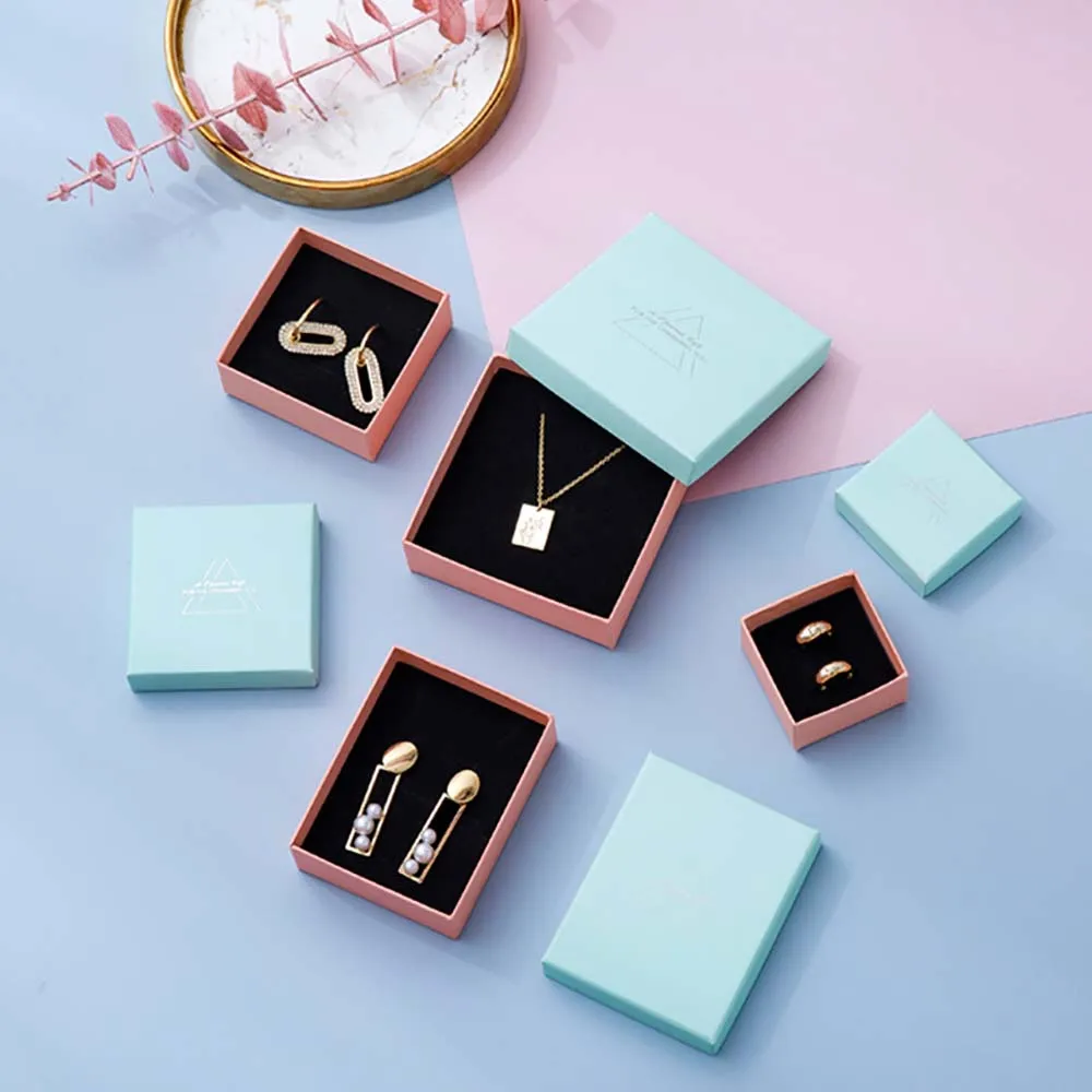24pcs Hot Silver Jewelry Packaging Boxes Luxurious Cardboard  Necklace Bracelet Rings Earrings Wedding Gift Organizer Box Case