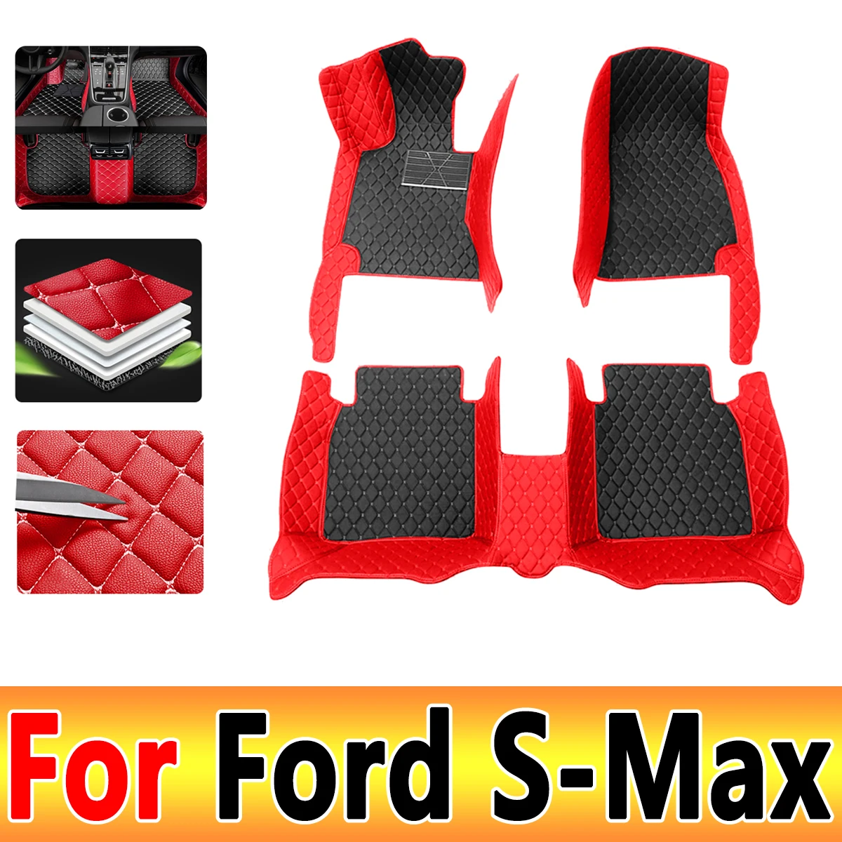 

Car Floor Mats For Ford S-Max MK1 2006~2014 7seat Anti-dirt Pads Full Set Waterproof Floor Mat Non-slip Carpets Car Accessories