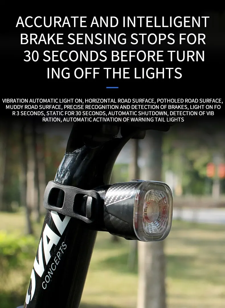 Description Picture 5 of itemOFFBONDAGE Smart Bicycle Brake Light IPx6 Taillight Type-C Bike Tail Rear Light Auto Stop LED Riding Warning Cycling Light