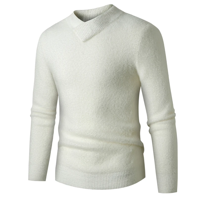 

New Men's Slim Fit Round Neck Sweater Solid Color Pullover Knitted Warm Casual Sweater Wool Men's Winter Outdoor Top
