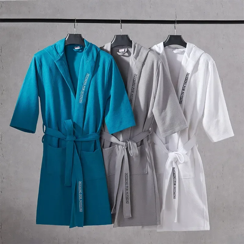 

Bath Couples Gown Dressing Spring Bathrobe Quality Thick Robe Male Men Solid 2023 Waffle Autumn Normal Absorbent Top New Women