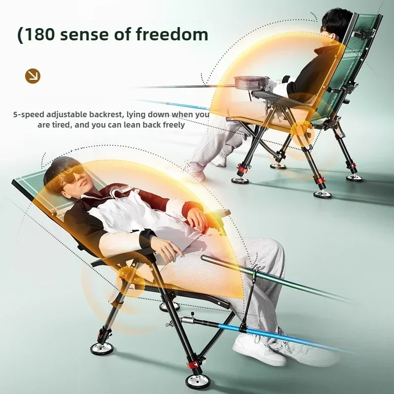 CD29 European Large Fishing Chair Lightweight Foldable Chair with Adjustable Settings Waterproof Bag Sunshade Fishing Gear