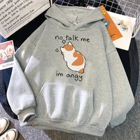 No Talk Me Cute Angry Cat Print Women Hoody Hip Hop Soft Sweatshirt Casual Fleece Sweatshirt Oversize Fleece Women Streetwear - Image 4
