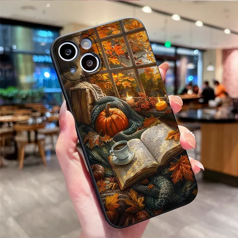 Autumn Landscape Maple Leaf Pumpkin Shockproof Phone Case - Soft Silicone Cover