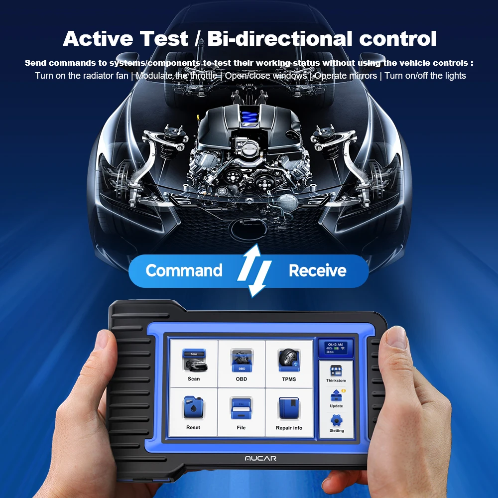 MUCAR VO7S CANFD OBD2 Scanner Active Test/ECU Coding Diagnostic Tools Full Systems 28 Resets Scanner Tools Car OBD2 Reader 2023