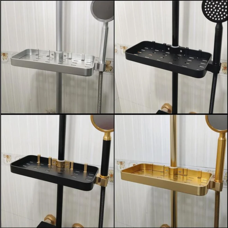 

MAEBOW 4Colors Space Aluminum Bathroom Hardware Shower Facuet Shower Pipe Storage Tray Shampoo Holder Hand Sprayer Holder