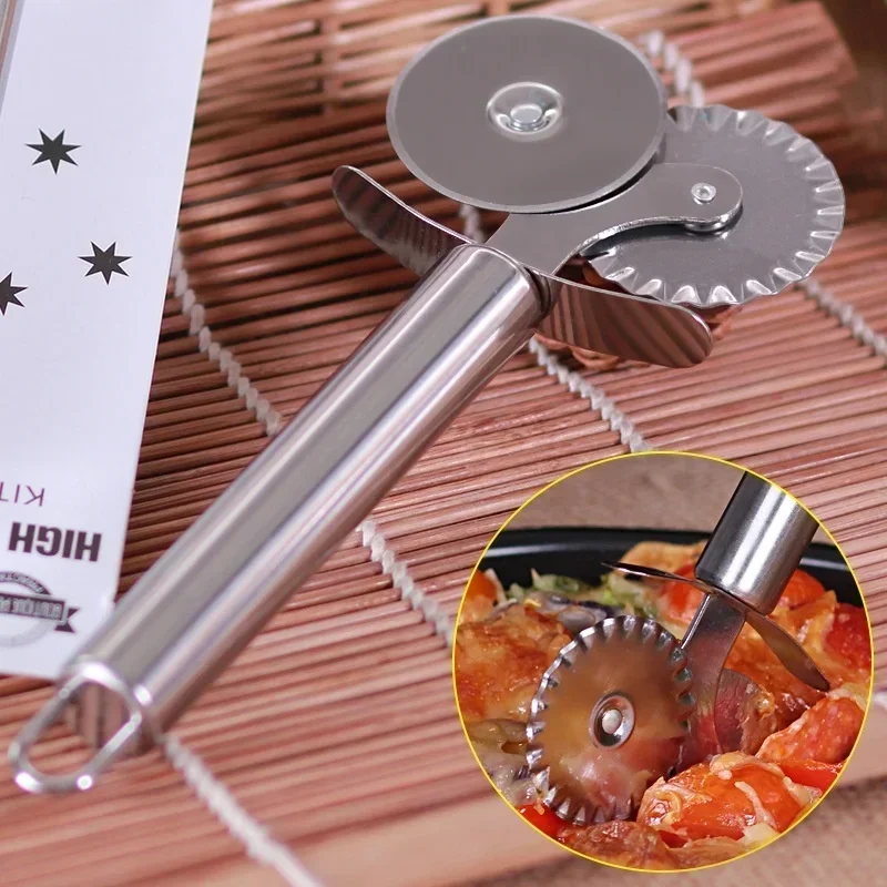 Kitchen Stainless Steel Pizza Knife Roller Single Wheel Two Baking Utensils Cake Shovel Accessories pizza cutter roller cutter cake cutter pizza knife pizza roller