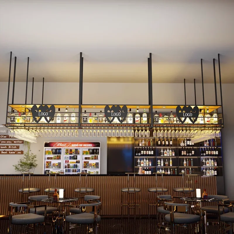 

Hanging Metal Wine Racks, Whisky Holder, Cocktail Wine Cabinets, Restaurant and Commercial Kitchen Furniture