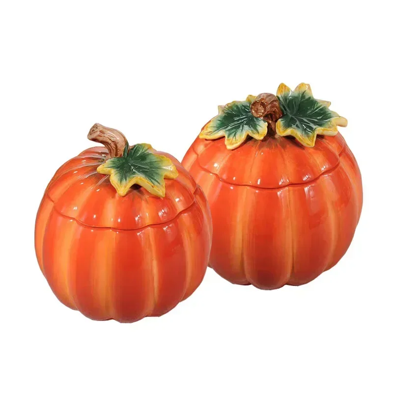 

Pumpkin Storage Bowl Plates Mug Ceramic Storage Box Butter Plate With Cover Kitchen Appliance