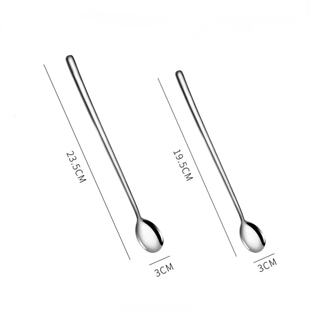 Stainless Steel Spoon Tea Spoon 304 Stainless Steel Long Handled Mixing Spoon Coffee Ice Cream Dessert Tea Spoon Cutlery For Kitchen Bar Kitchen Accessories