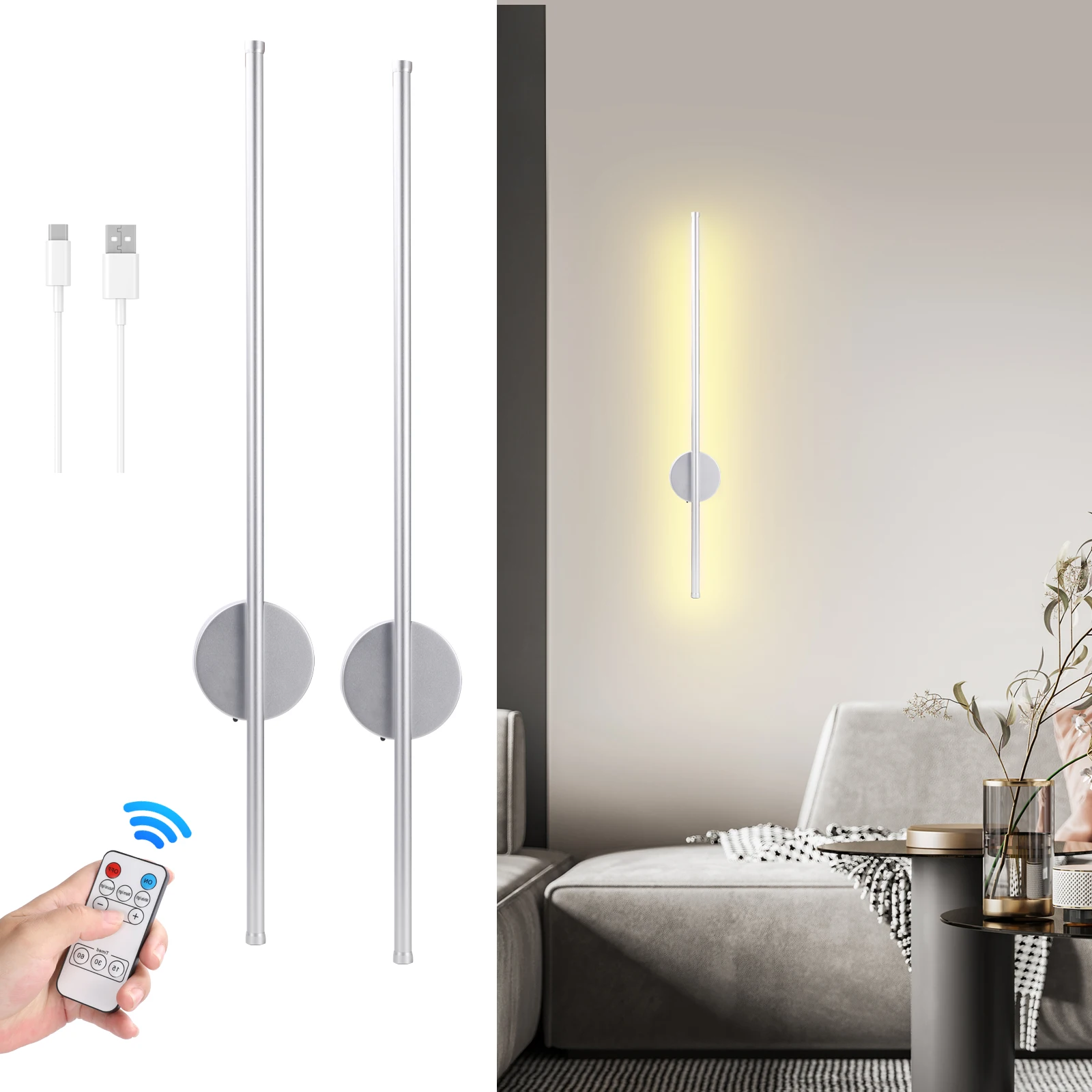 USB Rechargeable LED Wall Lamp Magnetic Attraction Remote Control Light Bedroom Bedside Mirror Hotel Lighting 1PCS 50/80cm Strip USB Rechargeable LED Wall Lamp Magnetic Attraction Remote Control Light Bedroom Bedside Mirror Hotel Lighting 1PCS 50/80cm Strip