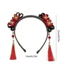 Tassel Children Wig Headband Braid Hair Tang Suit Hair Hoop Chinese New Year Headwear Flower Baby Headwear Red Bow Hairband 6