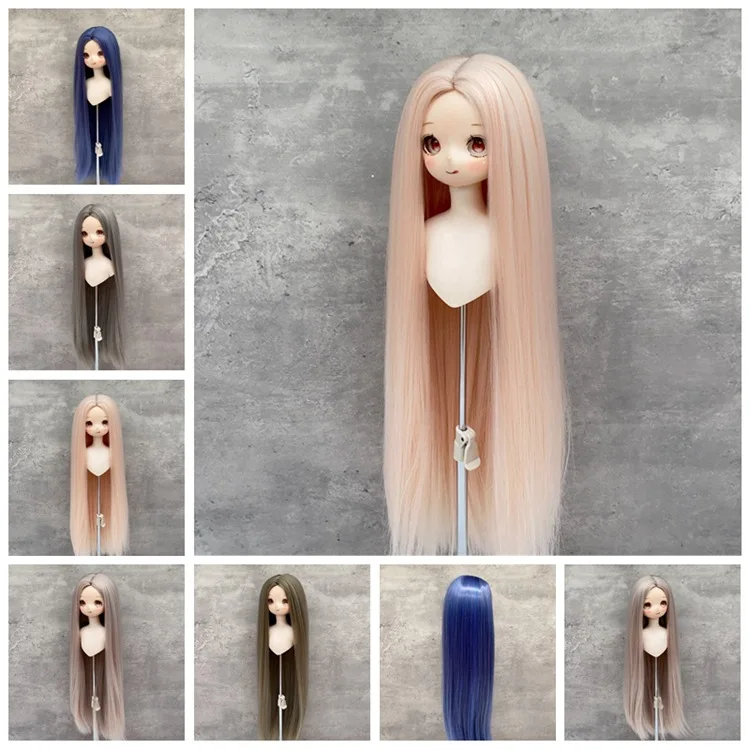 Doll's Wig for 1/3 1/4 1/6 Bjd Doll Long Straight Hair Mid Split Soft High Temperature Silk Girl Toys Accessory, No Doll