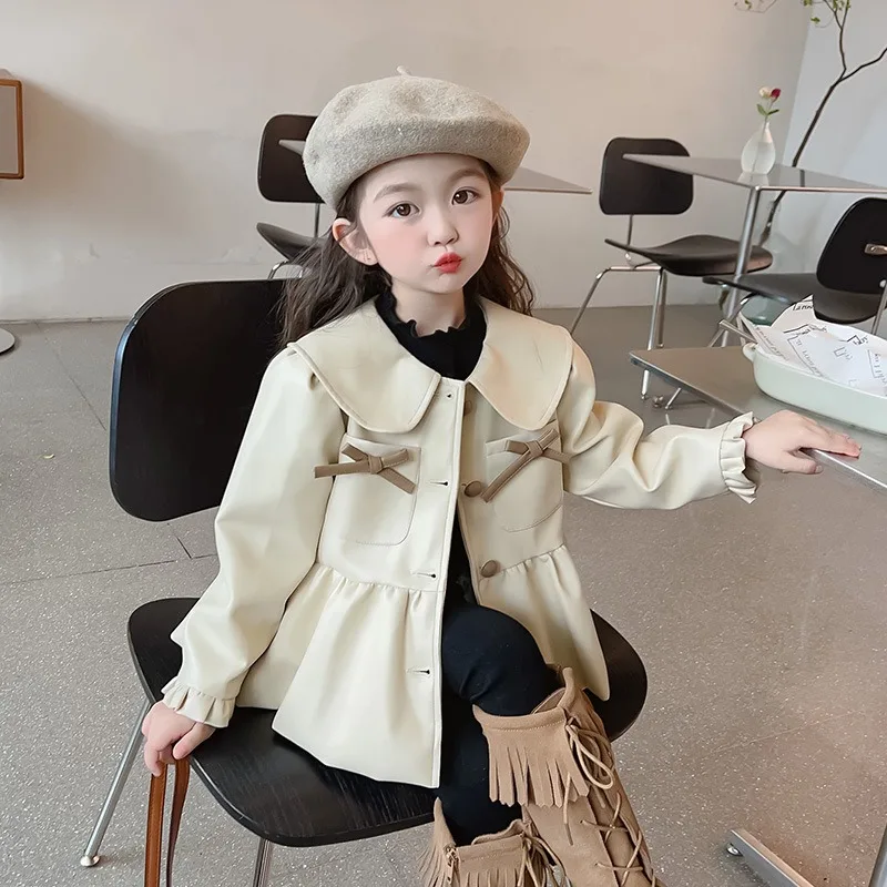 2024 Nuove Ragazze Primavera Autunno Un Pezzo Top Coat Sciolto Morbido Moda Tutto-Fiammifero Moda All'Aperto Dolce Adorabile