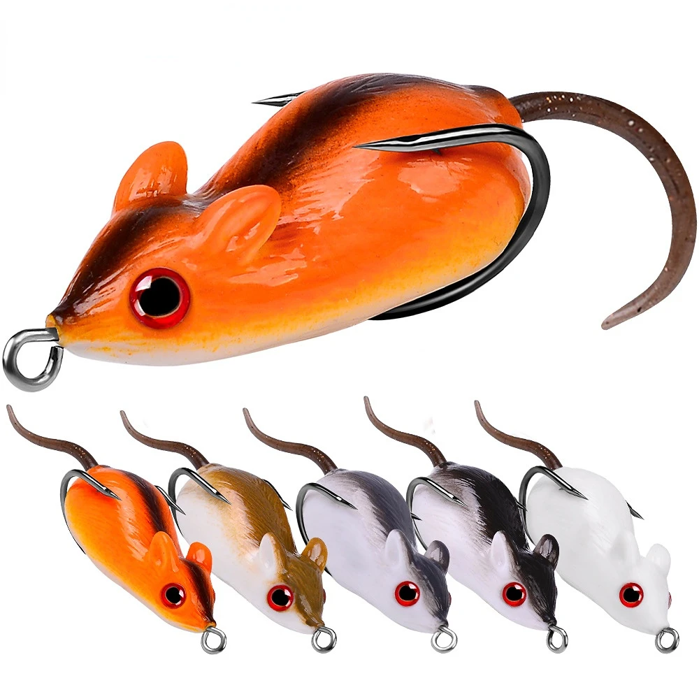 

Soft Lures Mouse Silicone Bait 5cm 9g For Sea With Fishing Hooks Swimbait Wobblers Artificial Tackle 3D Eyes Fishing Lures