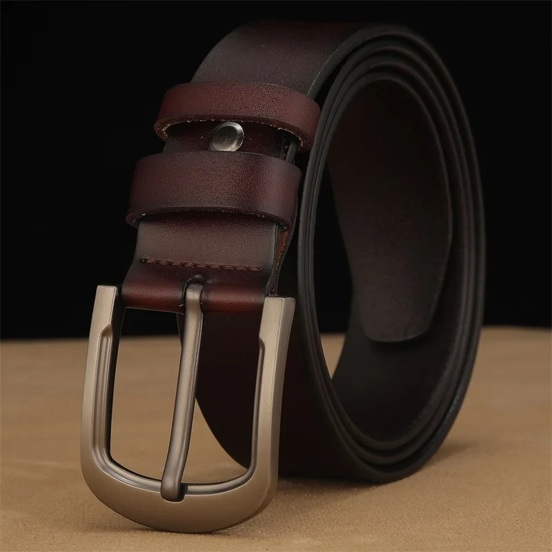 Men High Quality Luxury Designer Genuine Leather Belt For Men New Fashion Vintage Cowskin Pin Buckle Jeans Classice Waist Belt snap belt