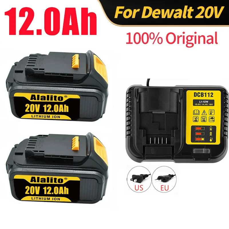 

Original 20V 12000mah for Dewalt DCB200 Rechargeable Li-ion Battery 20V MAX Replacement for DeWalt DCB205 DCB201 DCB203 Power