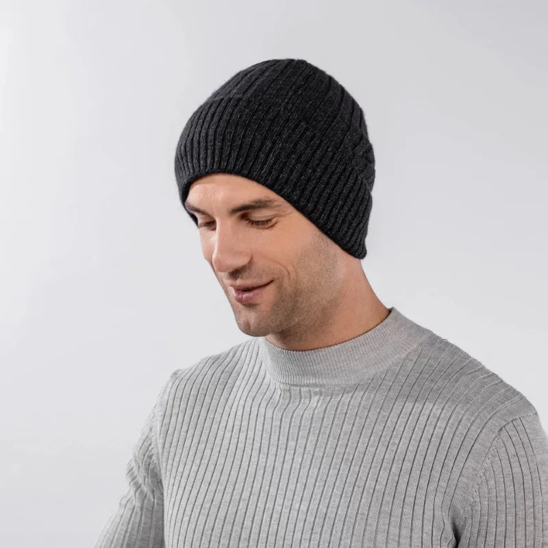 Big Size 60cm 66cm Wool Blended Knitted Hats Men Keep Warm Winter Beanies Piled and Thickened Toand Large Size Cold Skullies Cap 2