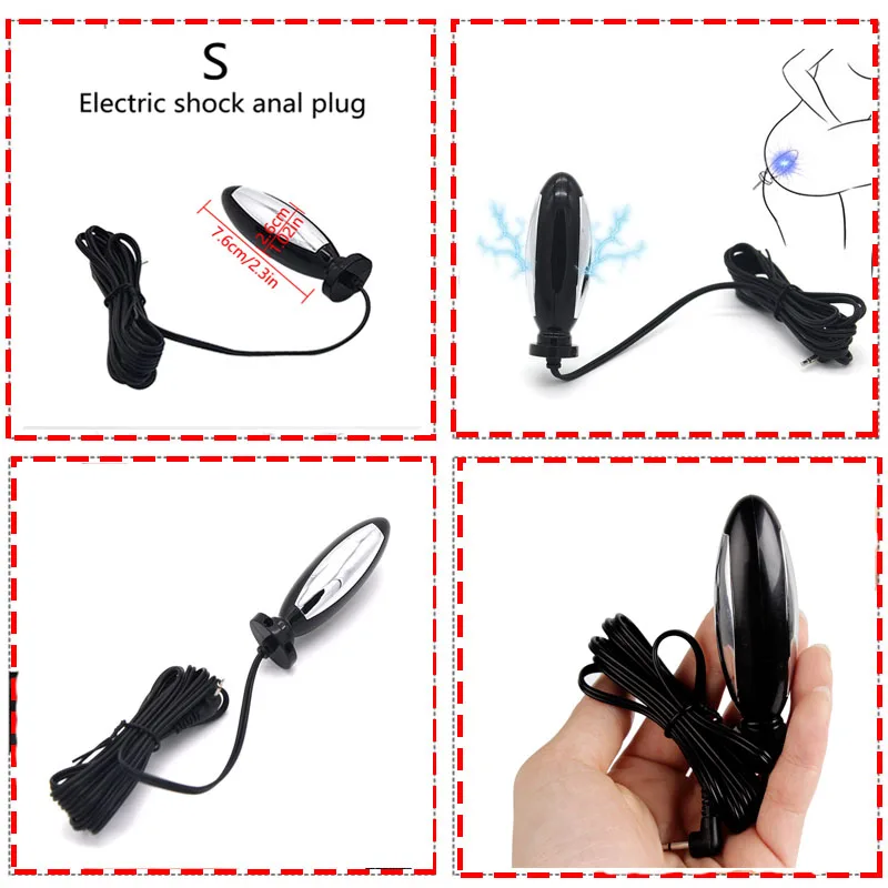E-stim Electroshock Accessories SM Electro Anal Plug Nipple Clamp Cock Ring Penis Plug Sex Products Estim Powerbox Toys 50 electro sex toys electric sex toys