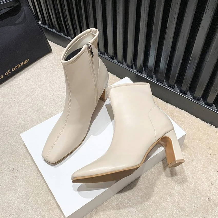 Femininas Women Fashion Sweet High Quality Side Zipper Short Ankle Boots Lady Brand Design Black Boot Spring and Autumn Fashion