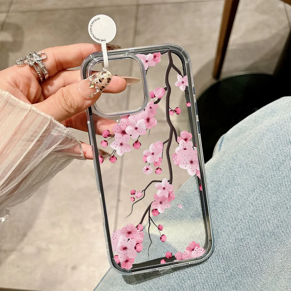 ตัวเลือกสินค้า เคส TPU นิ่มใสลายดอกไม้ 2 in 1 สำหรับ iPhone 11-17 Pro Max 13-15 14 12 17 Air