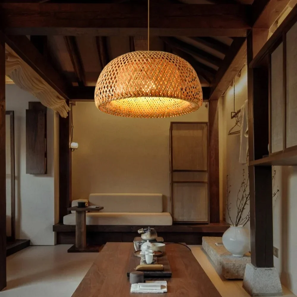 Hot Sale Decor Wooden Lamp Bar Cafe Festival Hotel Lantern Decoration Rattan Bamboo Woven Camping Craft Table Decor Lamp 6