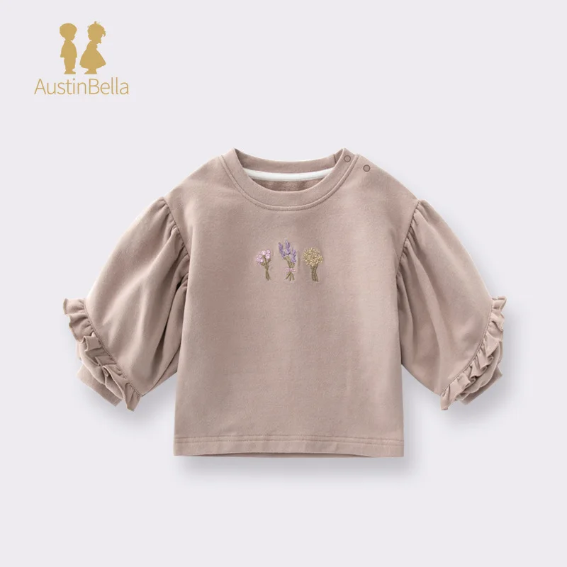 Austin & Bella 가을  옷 플레어 슬리브 스웨트 셔츠, 느슨한 라운드 넥  소녀 후디, 풀오버 상의,  의류