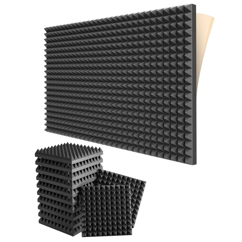 

Самоклеящиеся звукостойкие пенопластовые панели 2x12x1 2 дюйма, акустические панели высокой плотности, акустическая пена с пирамидным дизайном, 12 упаковок