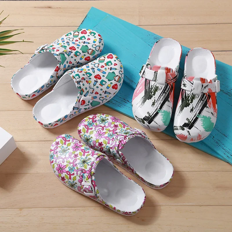 Women Slippers Beautician Summer Hospital Surgical Medical EVA Non-slip Nurse Clogs Soft Lightweight SPA Beauty Salon Shoes 5