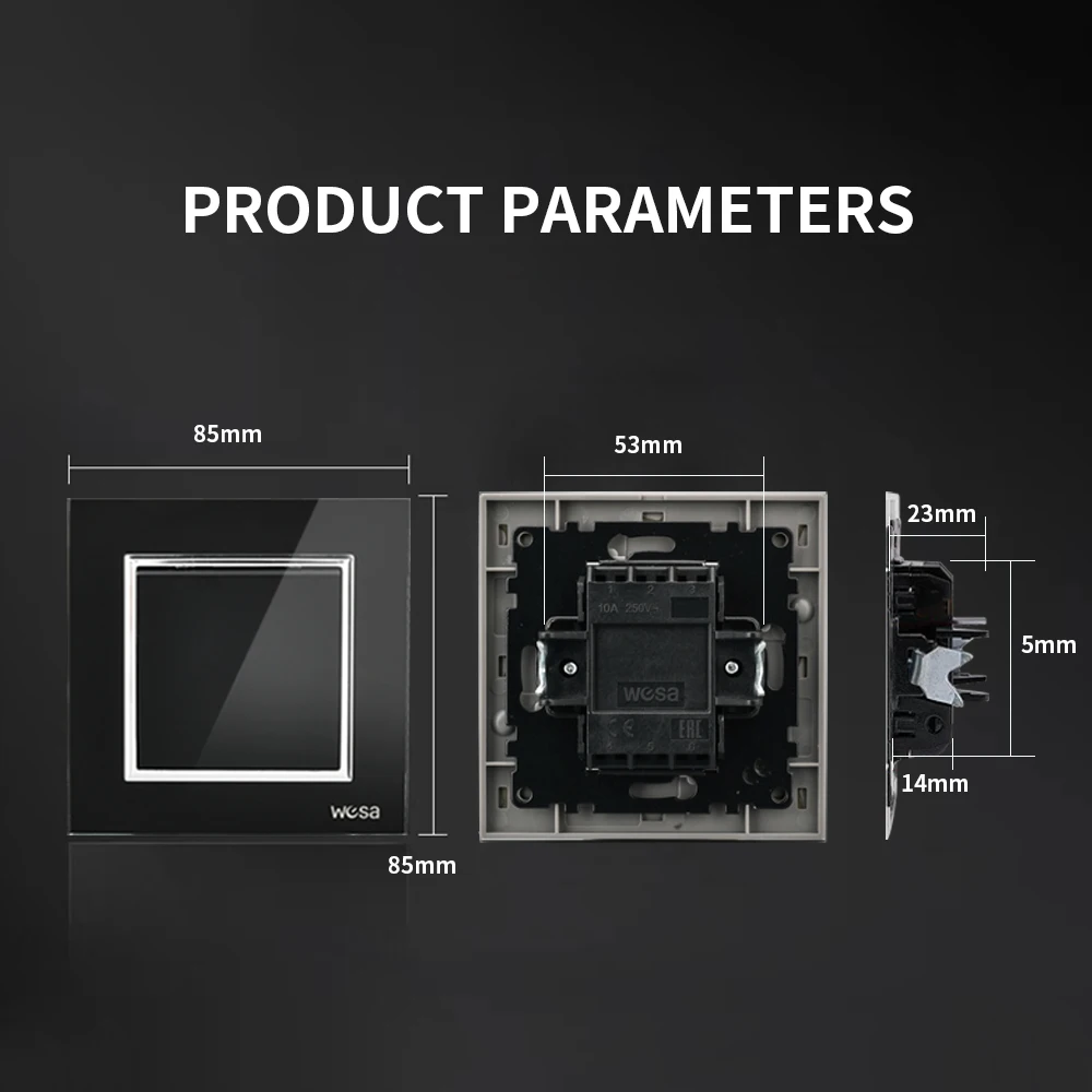 wesa luxo cristal interruptor de painel vidro 05