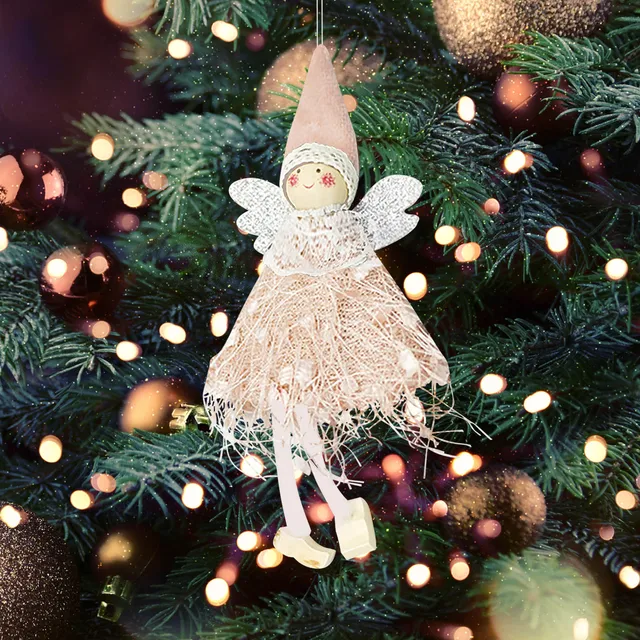 Christmas Tree Ornaments Pendant 19cm Cute Knitting Angel Doll Pendants Gifts For Kids Girls Christmas Decorations 2024 1