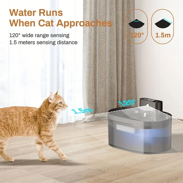 2.2L Wireless Automatic Pet Water Dispenser Rechargeable Cat Indoor Fountain Dispenser With 2600mAh Infrared Sensor For Dog Cat 5