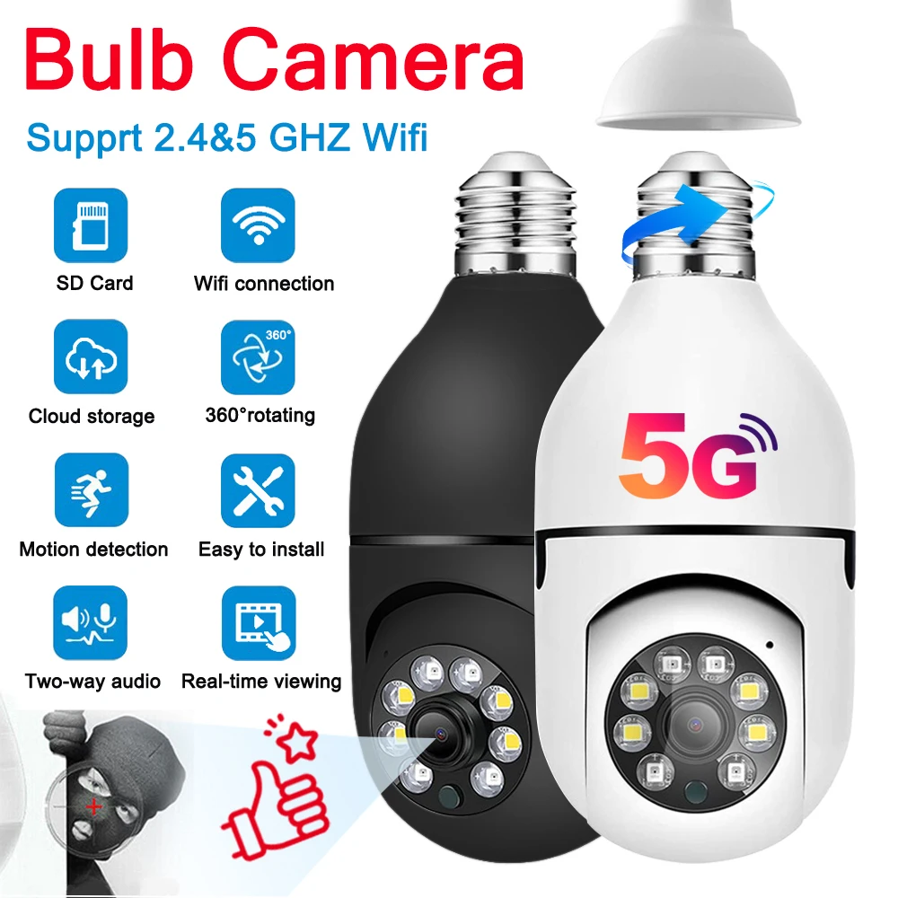 Wireless Wifi Ip Camera Bulb Cam Bulb Security Camera Wifi Cam 5g