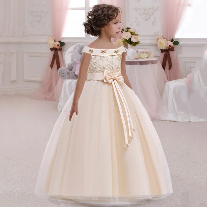 Christmas Kids Princess Dress Girls Flower Ball Gown Baby Clothes Elegant Party Wedding Evening Costumes Children Vestidos girls dress,princess costume,kids clothes