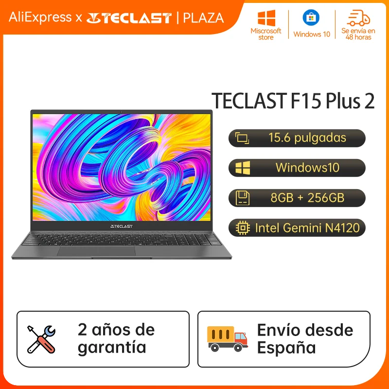 Pc portable neuf TECLAST F15S Sous Windows 10 - Ecran 15,6 pouces - Webcam  - SSD 120 Go - RAM 8 GO - N° 021550 - GRADE B