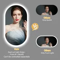 Large Bathroom Mirror Oval LED Vanity Mirror Wall Mounted w Bluetooth, Digital Display, Back Front Lit, Anti Fog for Hotel Hall - Image 4