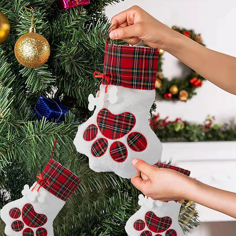 Small Christmas Stockings, Mini Xmas Buffalo Plaid Stocking