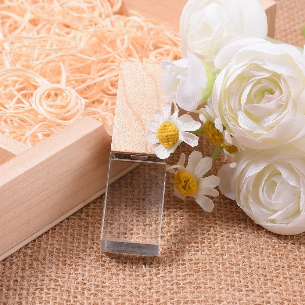 Jaster USB 3.0 Flash Drive Crystal Walnut Wood Box Pen Drive Free Custom Logo 3 S2a767a8694194294b7a71e9900415c230