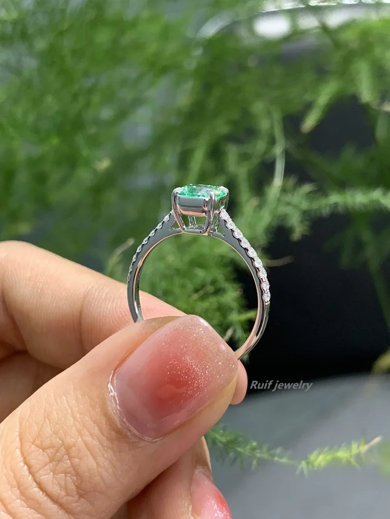 S2a7681e19c4742949f532b0f6fbcf91fY Ruif High Fine Exquisite about 1.026ct Special Green Lab Grown Diamond Rings for Women Daily Wear Luxury Jewelry