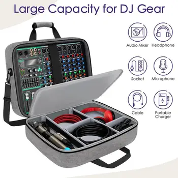 Borsa per Mixer Audio, Grande Borsa per Attrezzatura di Registrazione, Custodia Protettiva per Mixer DJ, Borsa Compatta per Mixer Audio DJ, Accessori con Scomparti Regolabili
