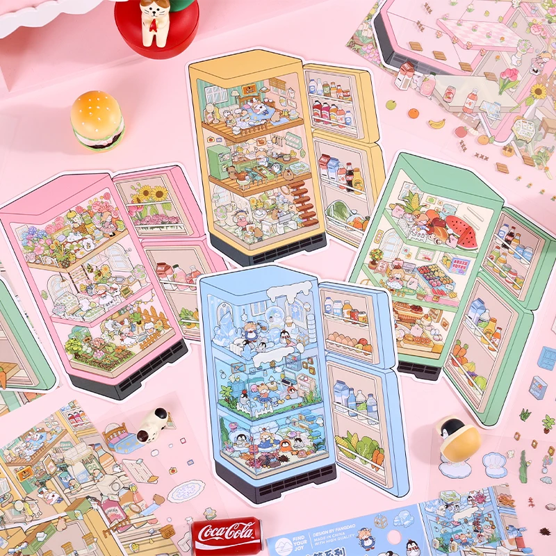 Kawaii Überraschung Kühlschrank 3D Cool im Sommer Landschaft Aufkleber DIY Tasche Kabine Szene Weihnachtsgeschenke