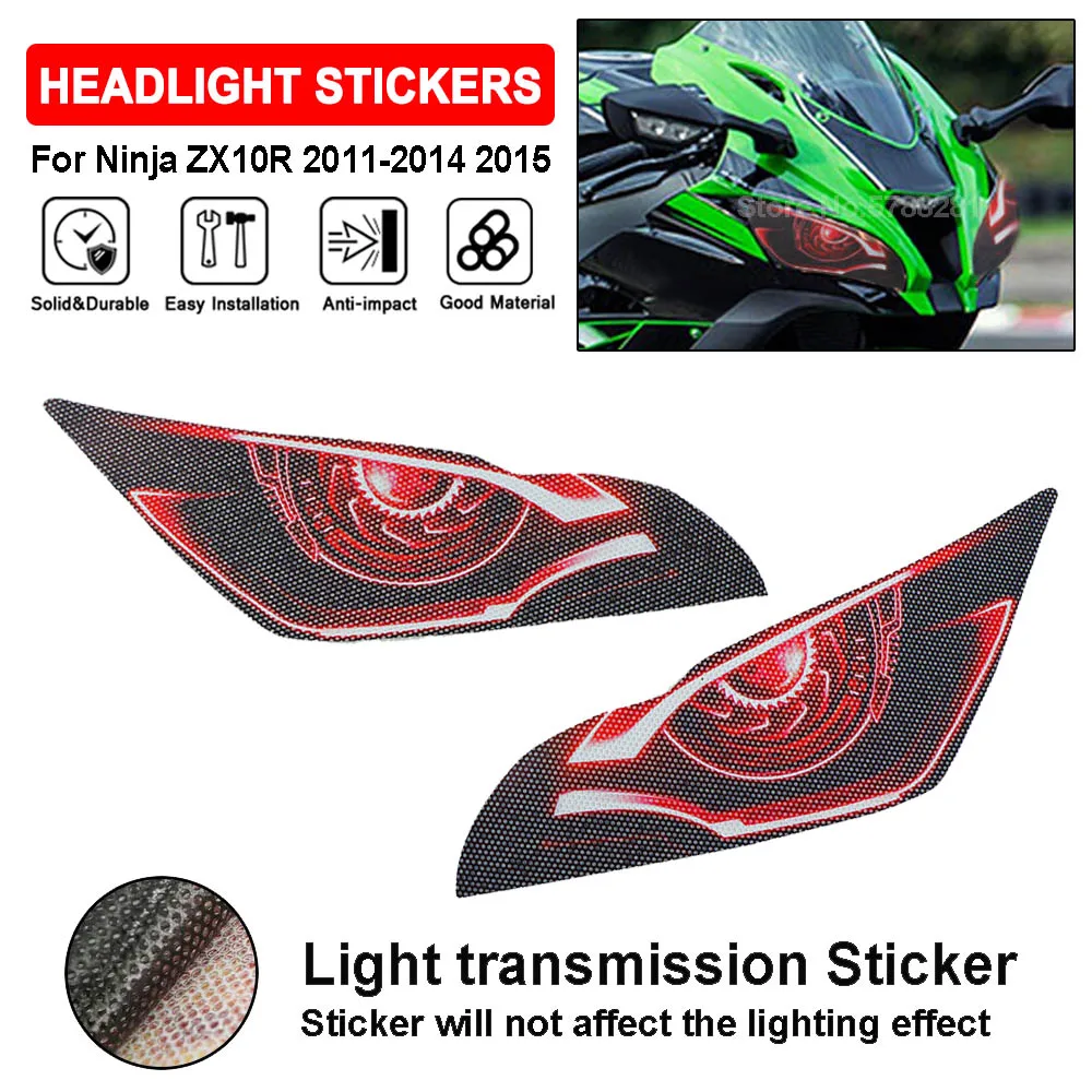Headlight Stickers For Kawasaki For Ninja ZX10R ZX-10R 2011-2014 2015 Motorcycle Front Fairing Head light Protector Decals Cover