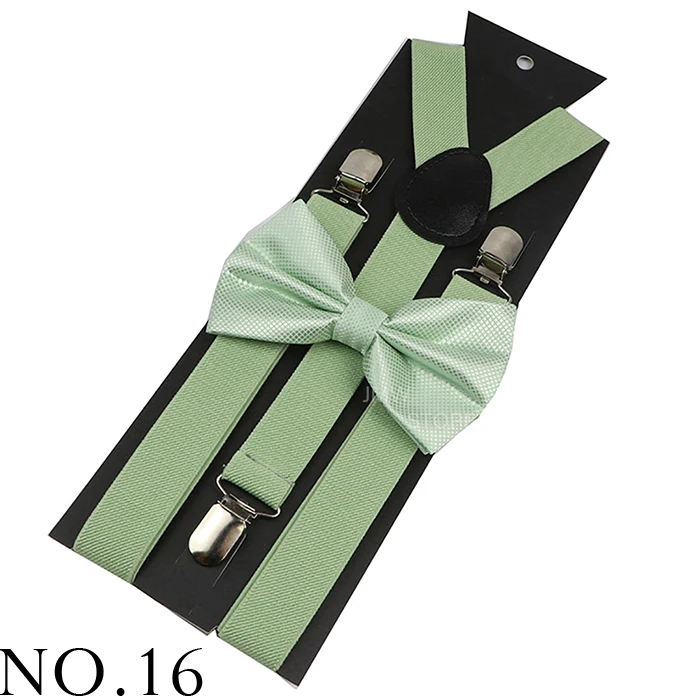 Adjustable Elastic Leather Suspenders Bowtie Set Men Women Baby Blue Braces Straps For Wedding Y-Back Shirt Accessories Gift