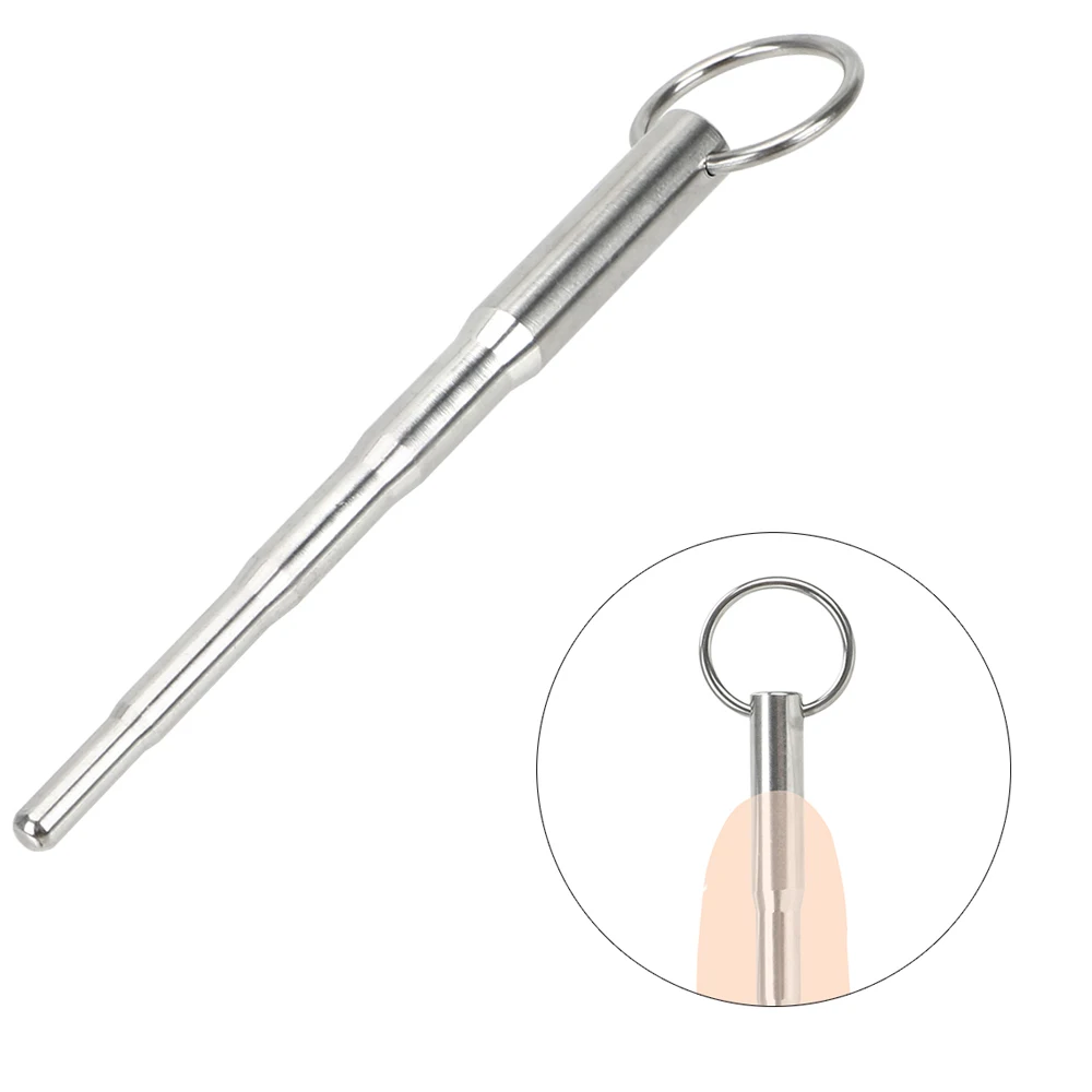 Urethral Dilator Metal Stainless Steel Urethral Horse Eye Urethral Plug Through-hole Stainless Steel Dilator Sound Plug 140mm W Ring