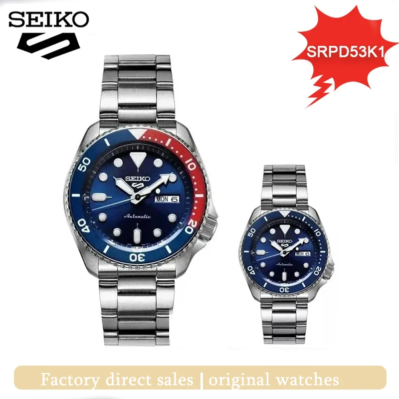 Часы SEIKO мужские кварцевые автоматические, брендовые Оригинальные Водонепроницаемые Круглые вращающиеся Стальные наручные, SRPD53K1