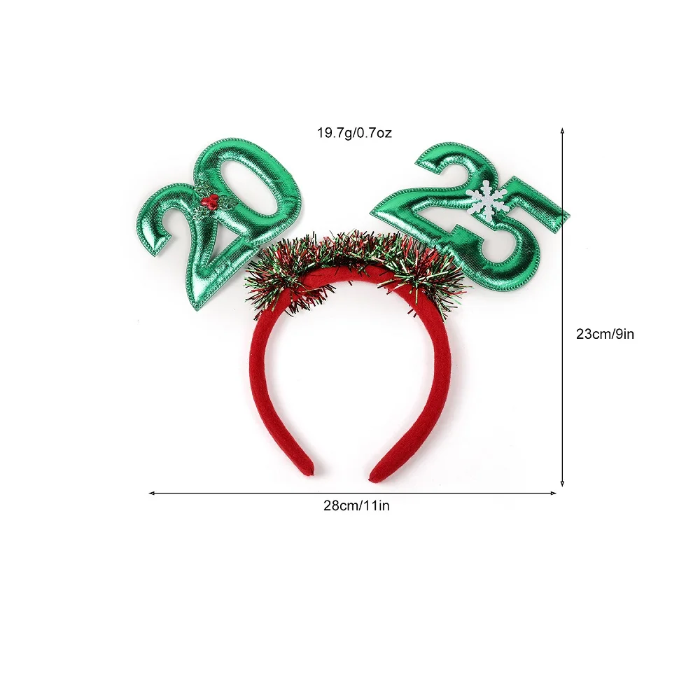 Christmas Headdress Happy New Year Headband Glitter Sequins New Year Hair Hoop Xmas Party Decoration Noel Photo Prop Gifts