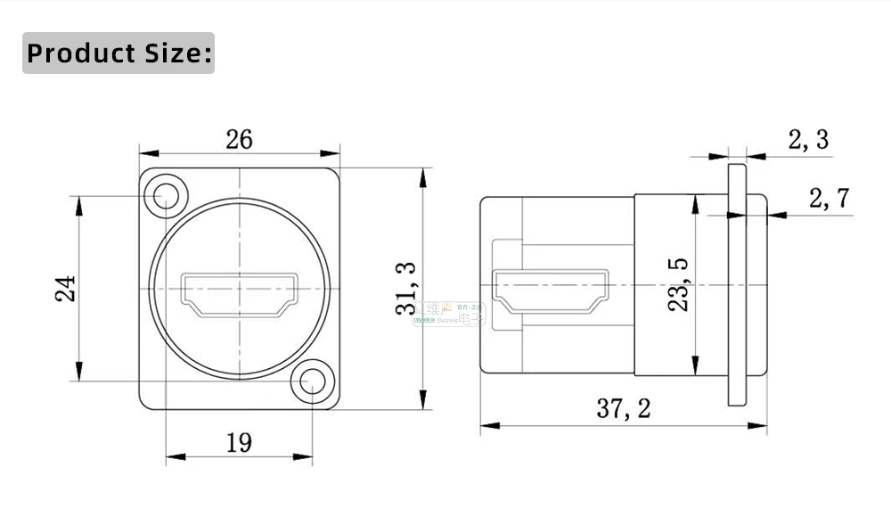 L-Bend HDMI High-Definition-Doppelkanal-Docking-USB-Buchse D-Typ Metall Buchse auf Buchse USB 2.0-Anschluss 86, Schalttafelmontage – Detail 29