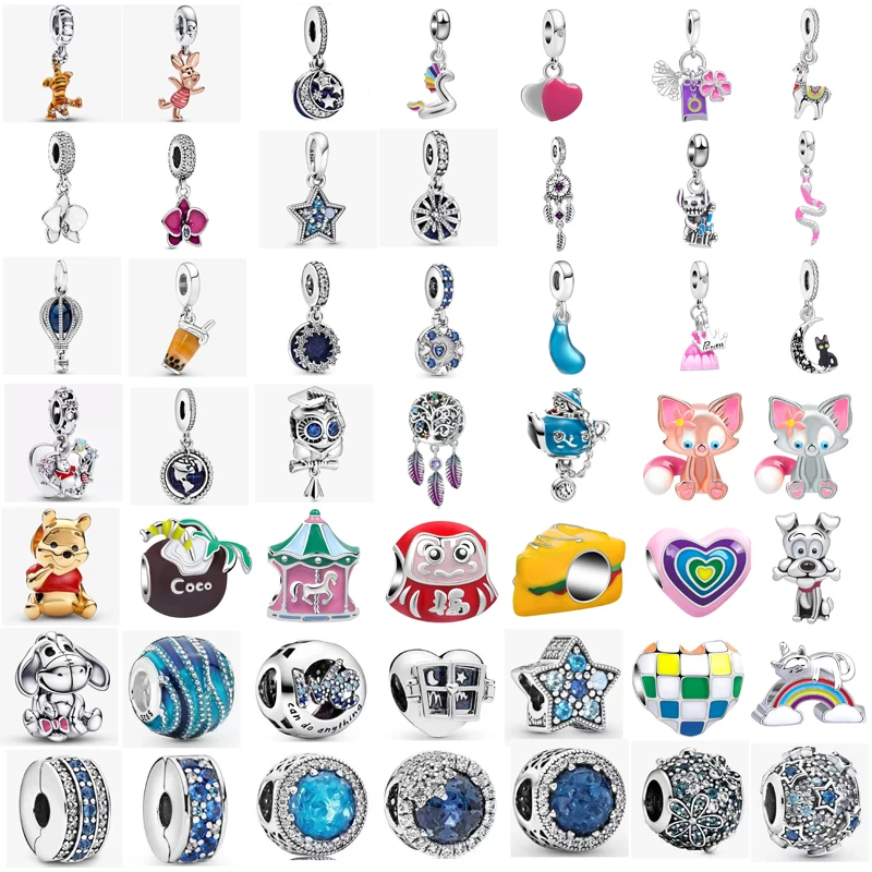 

New beautiful blue pendant cute animal cheese beads suitable for the original Pandora lady bracelet gift