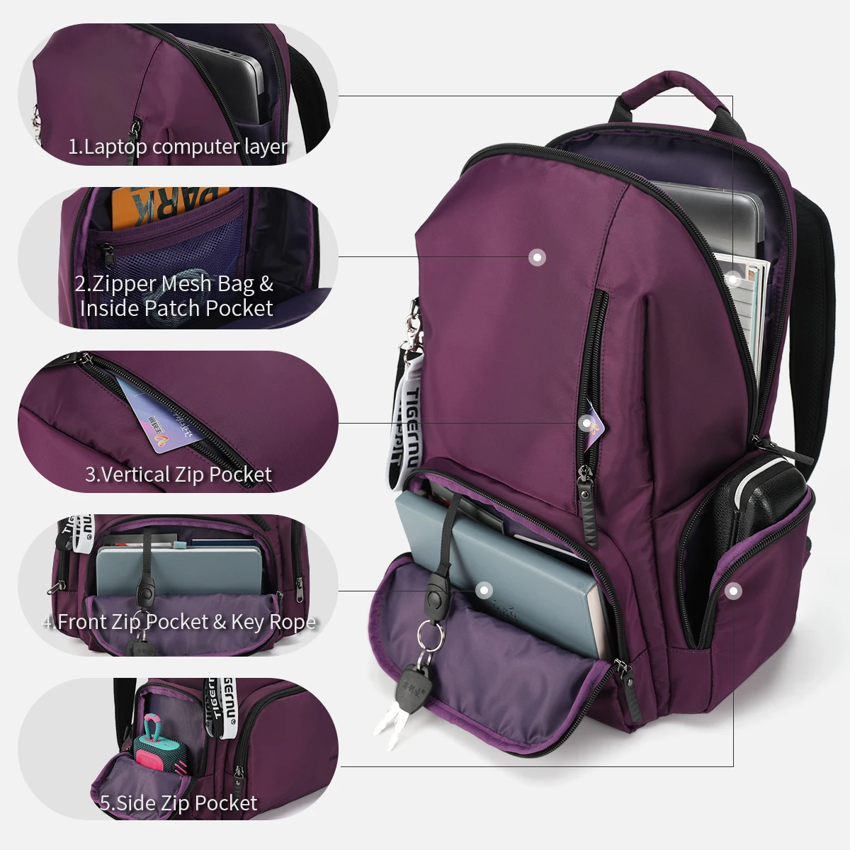 Tigernu New Women Casual Backpacks Outdoor traveling Multi Pockets Laptop Bags Daily Leisure Bags Splashproof School Mochila 3