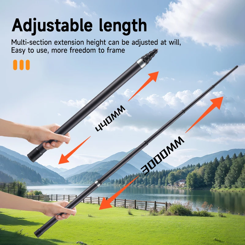 3 m carbon fiber selfie stick for insta360 camera lengthening ultra-long stealth aerial extension stick selfie